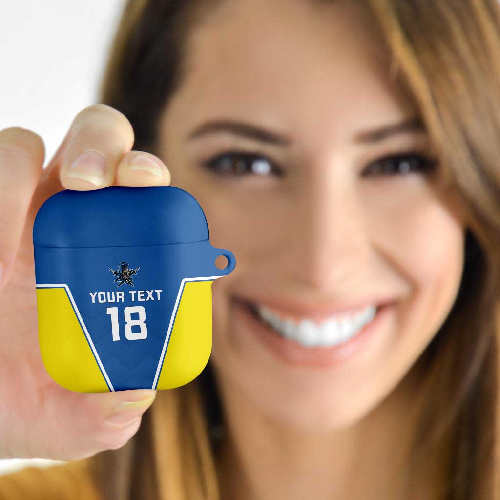 Custom West Knights of Yorkshire AirPods Case Skate Hard Hit Harder Blue Version - Wonder Print Shop