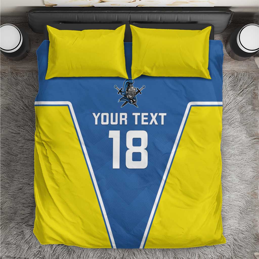 Custom West Knights of Yorkshire Bedding Set Skate Hard Hit Harder Blue Version - Wonder Print Shop
