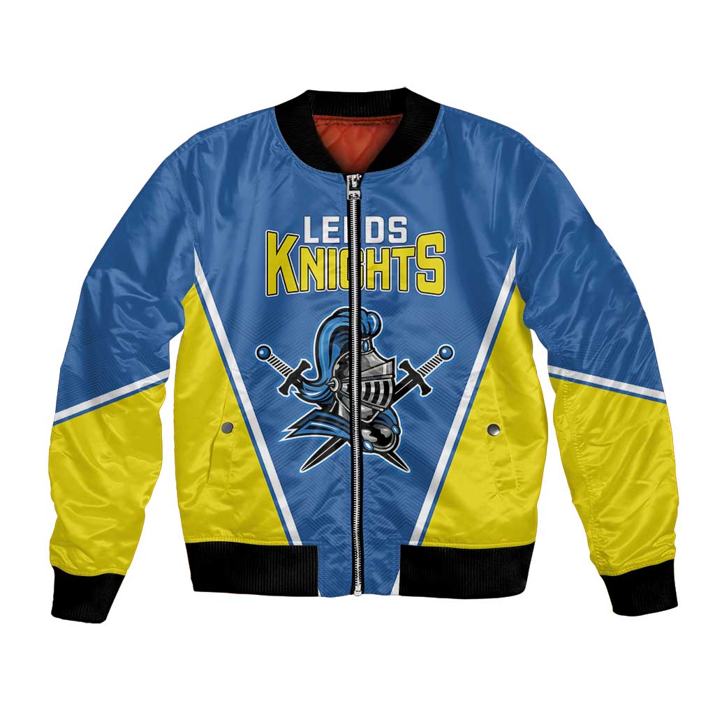 Custom West Knights of Yorkshire Bomber Jacket Skate Hard Hit Harder Blue Version - Wonder Print Shop