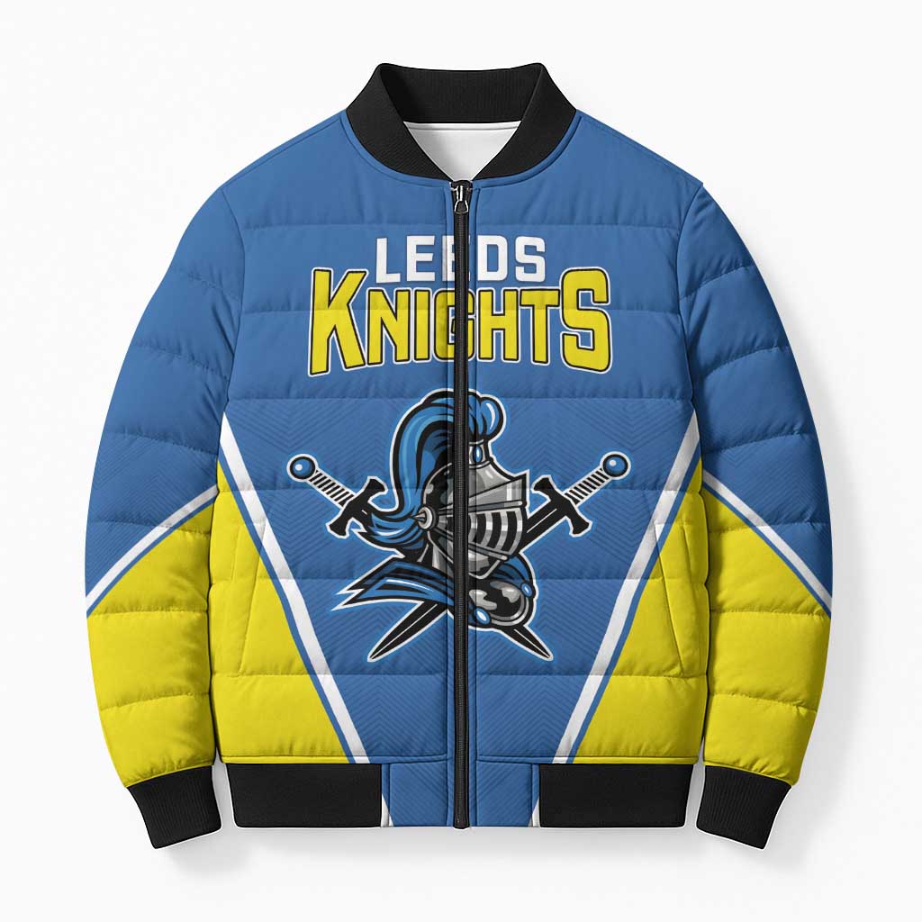 Custom West Knights of Yorkshire Bomber Puffer Jacket Skate Hard Hit Harder Blue Version - Wonder Print Shop