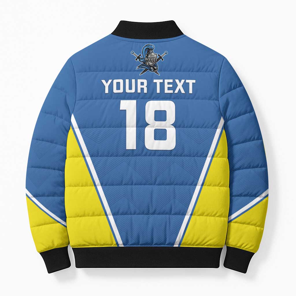 Custom West Knights of Yorkshire Bomber Puffer Jacket Skate Hard Hit Harder Blue Version - Wonder Print Shop