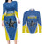Custom West Knights of Yorkshire Couples Matching Long Sleeve Bodycon Dress and Long Sleeve Button Shirt Skate Hard Hit Harder Blue Version - Wonder Print Shop