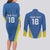 Custom West Knights of Yorkshire Couples Matching Long Sleeve Bodycon Dress and Long Sleeve Button Shirt Skate Hard Hit Harder Blue Version - Wonder Print Shop
