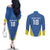 Custom West Knights of Yorkshire Couples Matching Off The Shoulder Long Sleeve Dress and Long Sleeve Button Shirt Skate Hard Hit Harder Blue Version - Wonder Print Shop