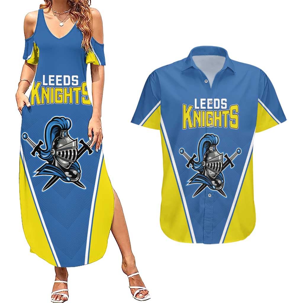 Custom West Knights of Yorkshire Couples Matching Summer Maxi Dress and Hawaiian Shirt Skate Hard Hit Harder Blue Version - Wonder Print Shop