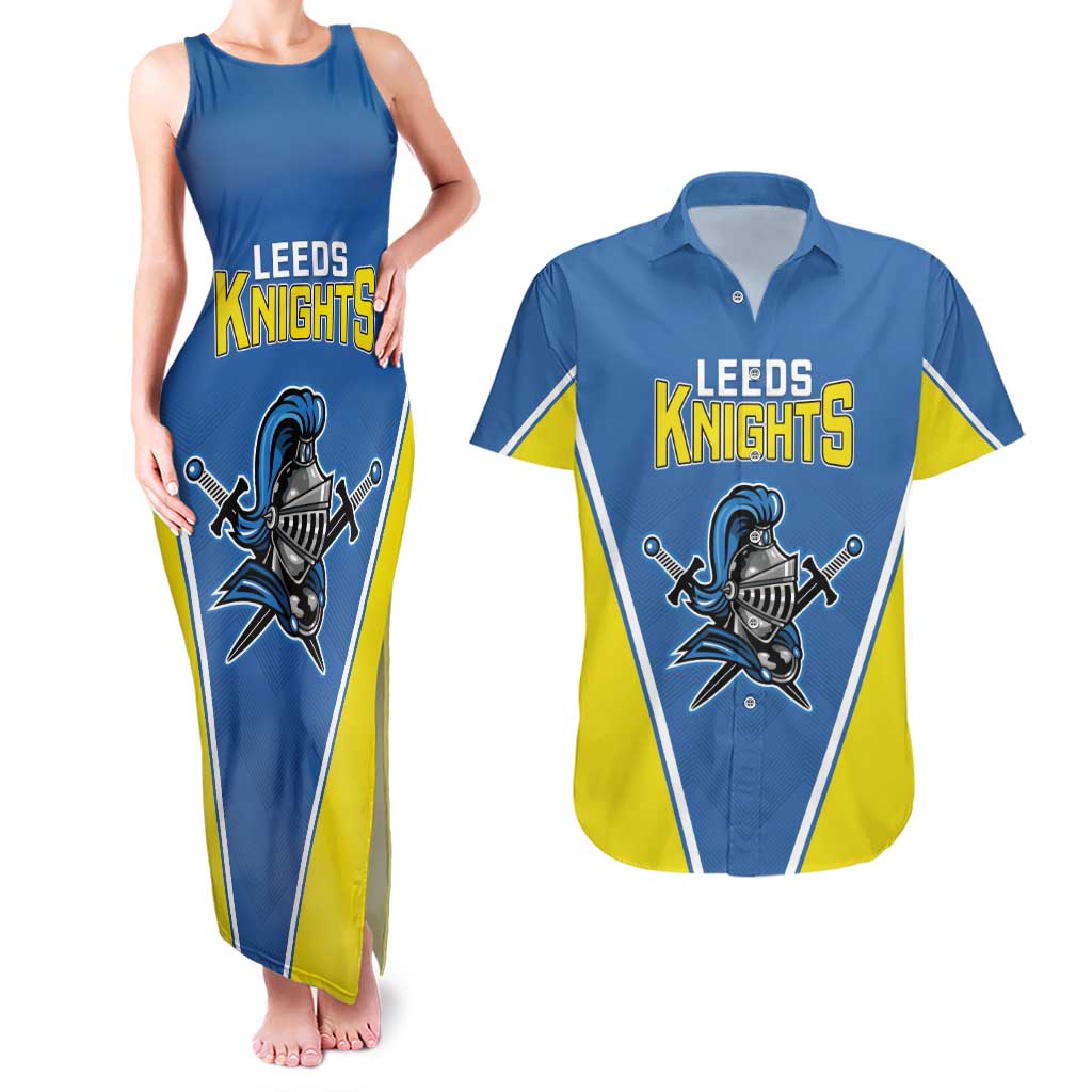 Custom West Knights of Yorkshire Couples Matching Tank Maxi Dress and Hawaiian Shirt Skate Hard Hit Harder Blue Version - Wonder Print Shop