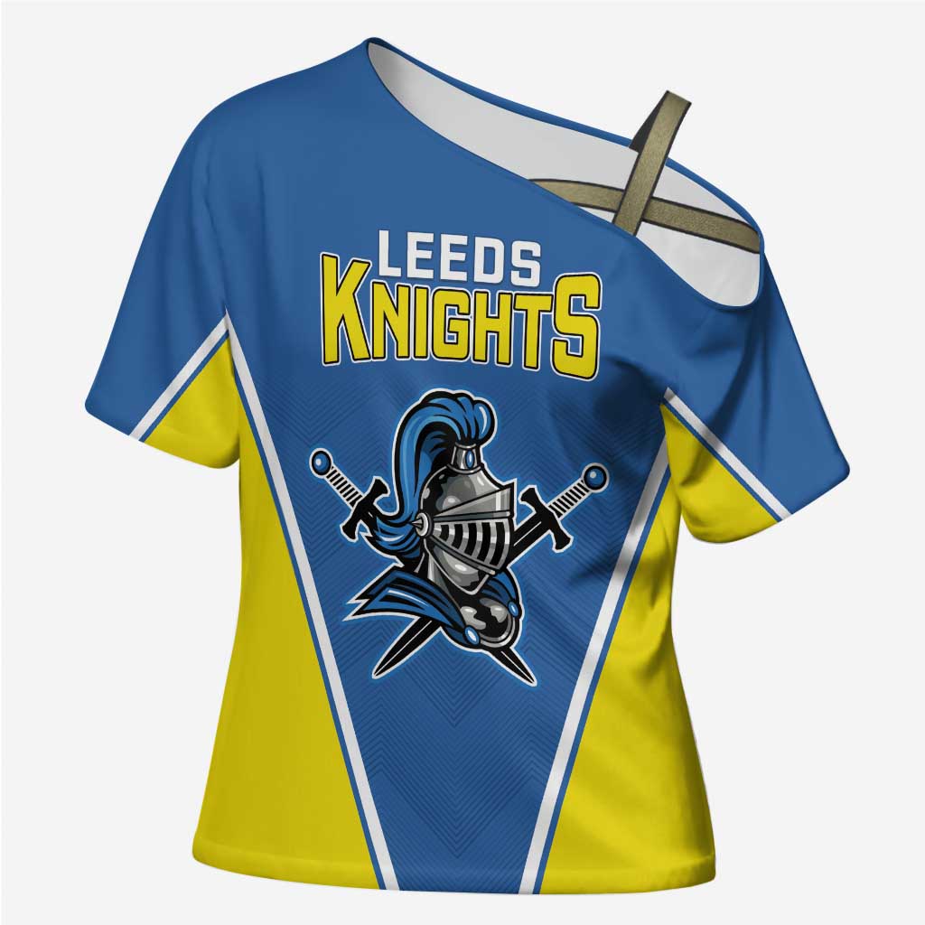 Custom West Knights of Yorkshire Cross Shoulder Shirt Skate Hard Hit Harder Blue Version - Wonder Print Shop