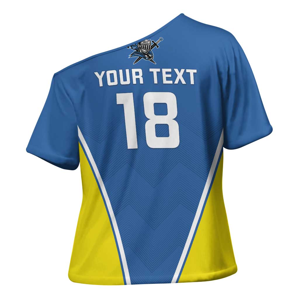 Custom West Knights of Yorkshire Cross Shoulder Shirt Skate Hard Hit Harder Blue Version - Wonder Print Shop