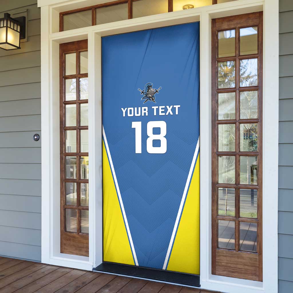 Custom West Knights of Yorkshire Door Cover Skate Hard Hit Harder Blue Version - Wonder Print Shop
