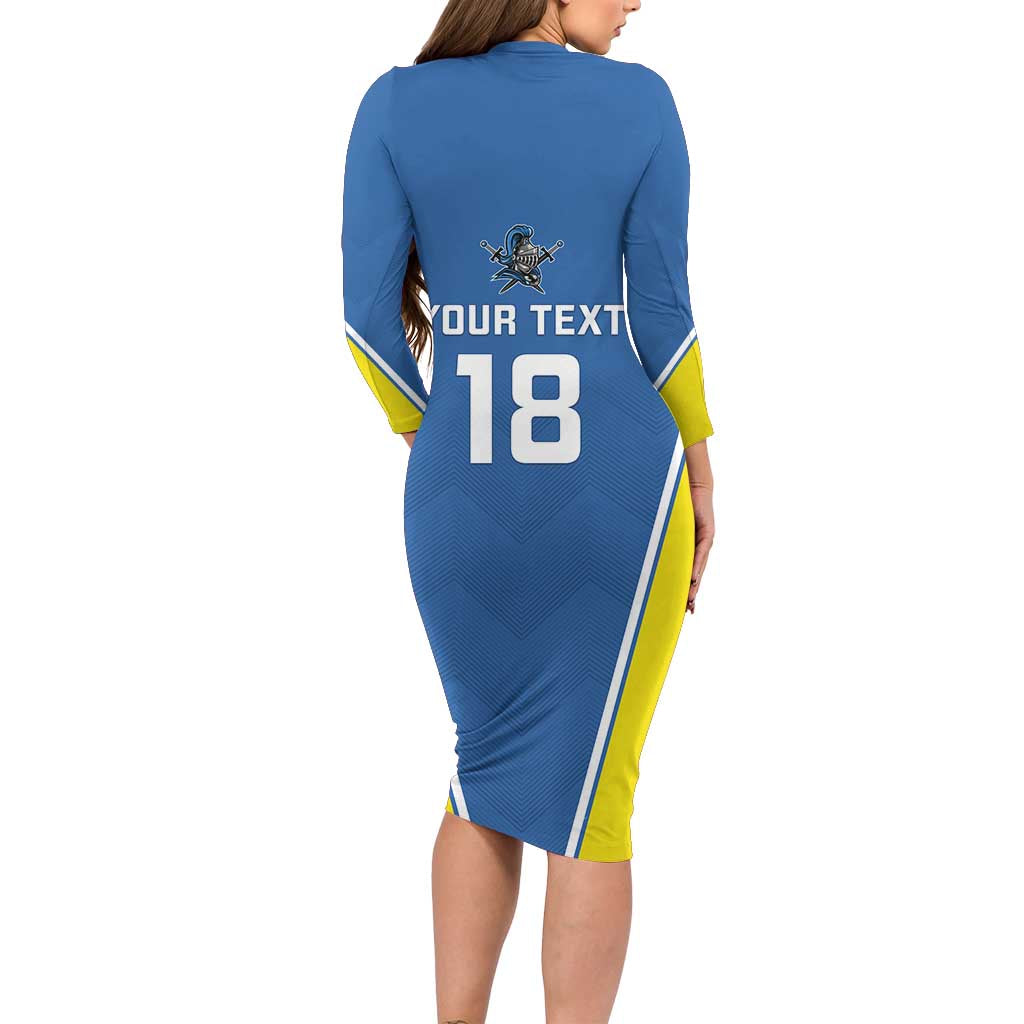 Custom West Knights of Yorkshire Family Matching Long Sleeve Bodycon Dress and Hawaiian Shirt Skate Hard Hit Harder Blue Version - Wonder Print Shop