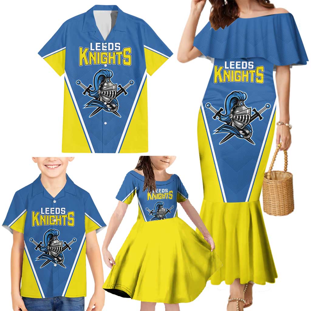 Custom West Knights of Yorkshire Family Matching Mermaid Dress and Hawaiian Shirt Skate Hard Hit Harder Blue Version - Wonder Print Shop
