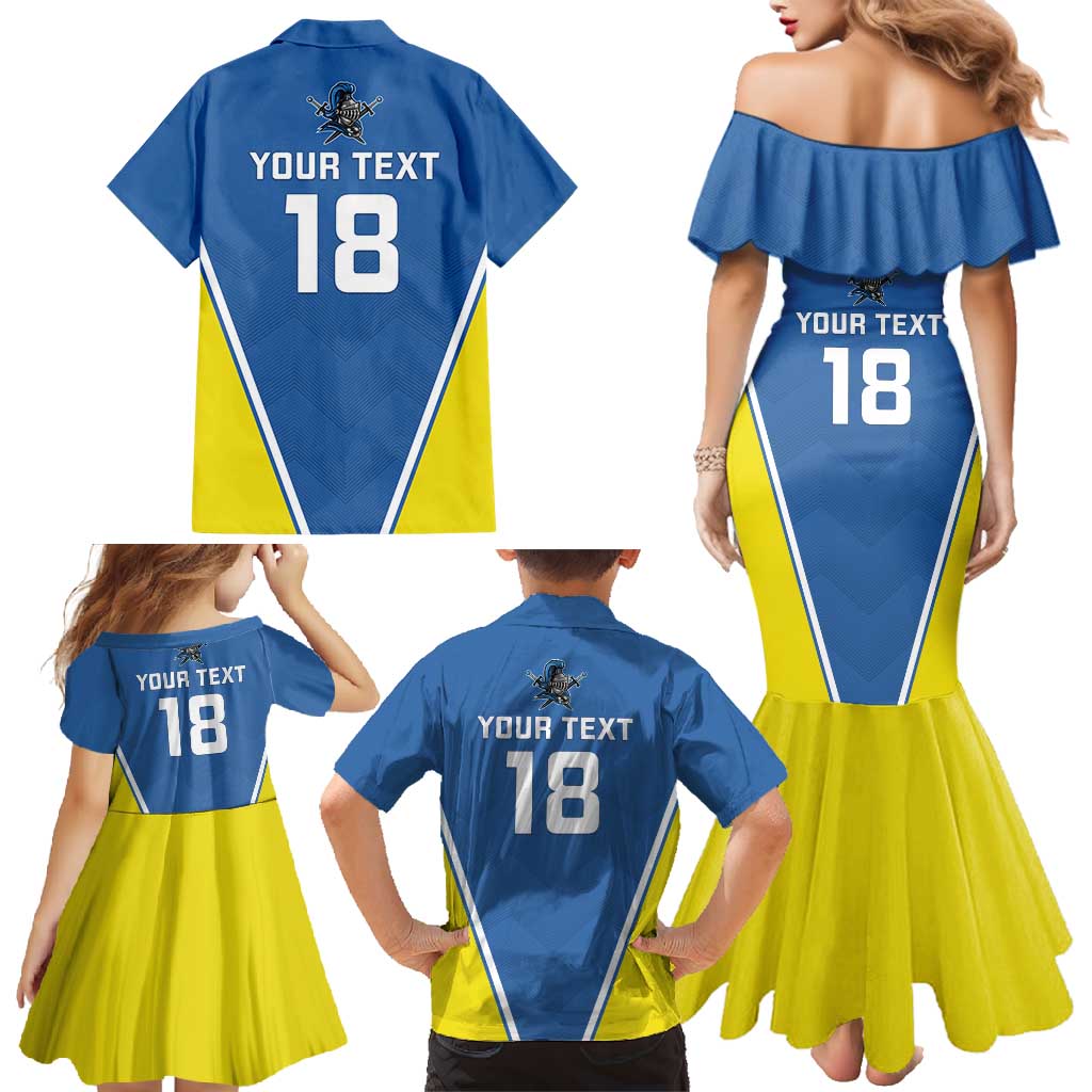Custom West Knights of Yorkshire Family Matching Mermaid Dress and Hawaiian Shirt Skate Hard Hit Harder Blue Version - Wonder Print Shop
