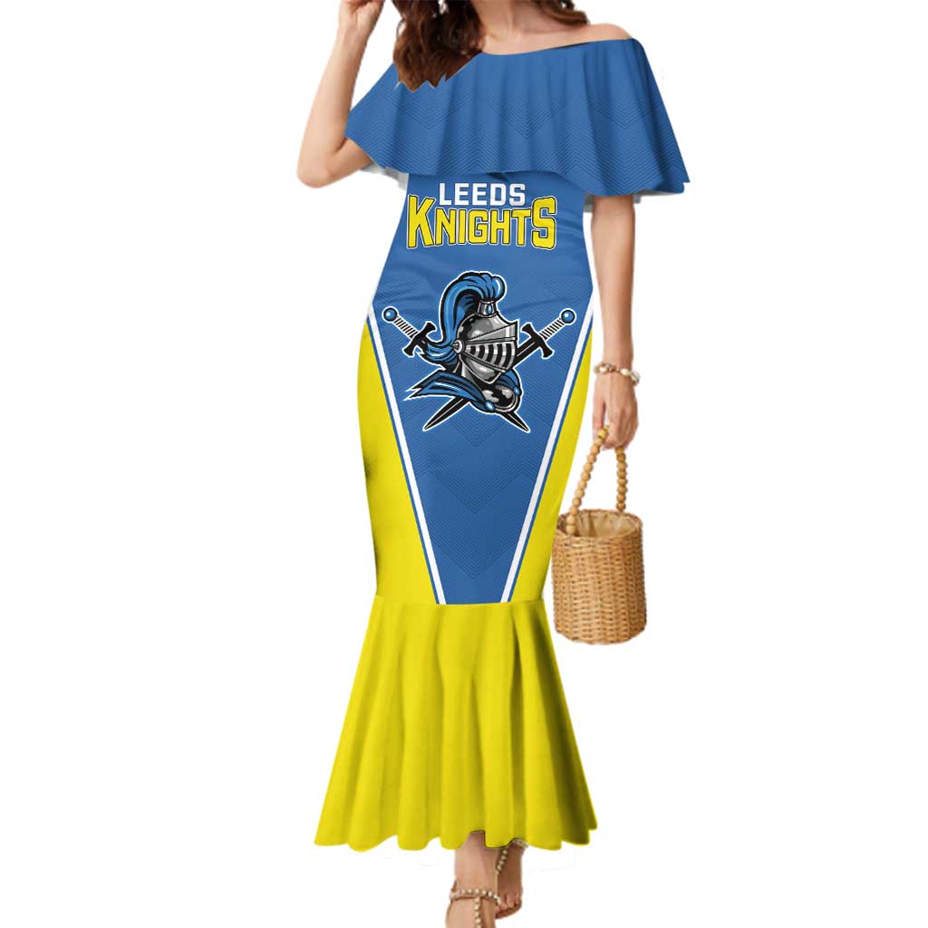 Custom West Knights of Yorkshire Family Matching Mermaid Dress and Hawaiian Shirt Skate Hard Hit Harder Blue Version - Wonder Print Shop