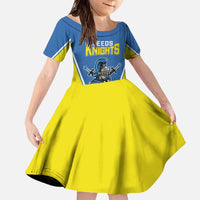 Custom West Knights of Yorkshire Family Matching Off The Shoulder Long Sleeve Dress and Hawaiian Shirt Skate Hard Hit Harder Blue Version - Wonder Print Shop