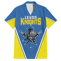 Custom West Knights of Yorkshire Family Matching Off The Shoulder Long Sleeve Dress and Hawaiian Shirt Skate Hard Hit Harder Blue Version - Wonder Print Shop