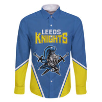 Custom West Knights of Yorkshire Family Matching Off The Shoulder Long Sleeve Dress and Hawaiian Shirt Skate Hard Hit Harder Blue Version - Wonder Print Shop