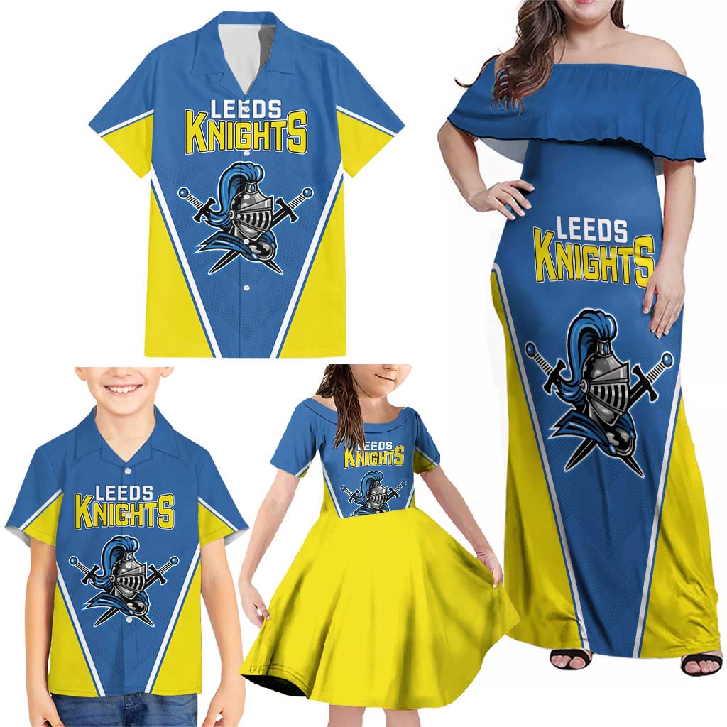Custom West Knights of Yorkshire Family Matching Off Shoulder Maxi Dress and Hawaiian Shirt Skate Hard Hit Harder Blue Version - Wonder Print Shop