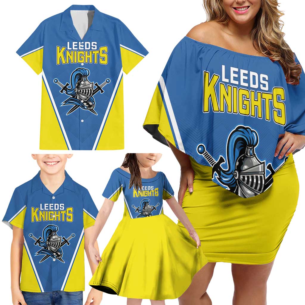 Custom West Knights of Yorkshire Family Matching Off Shoulder Short Dress and Hawaiian Shirt Skate Hard Hit Harder Blue Version - Wonder Print Shop