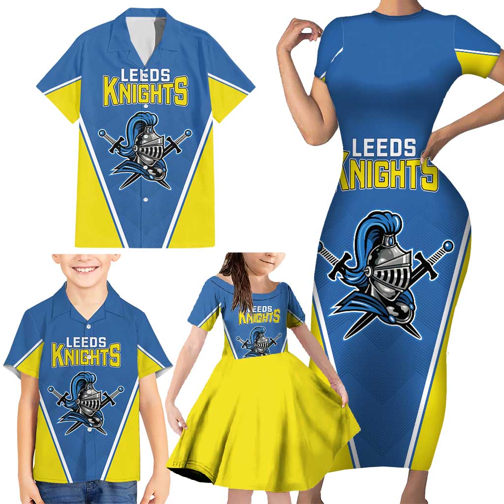 Custom West Knights of Yorkshire Family Matching Short Sleeve Bodycon Dress and Hawaiian Shirt Skate Hard Hit Harder Blue Version - Wonder Print Shop