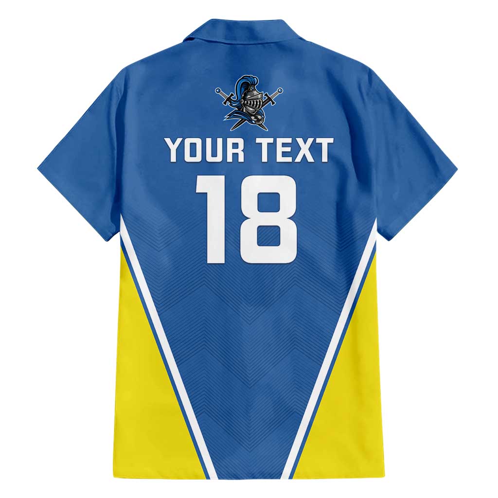 Custom West Knights of Yorkshire Family Matching Short Sleeve Bodycon Dress and Hawaiian Shirt Skate Hard Hit Harder Blue Version - Wonder Print Shop