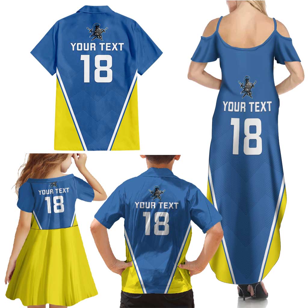 Custom West Knights of Yorkshire Family Matching Summer Maxi Dress and Hawaiian Shirt Skate Hard Hit Harder Blue Version - Wonder Print Shop