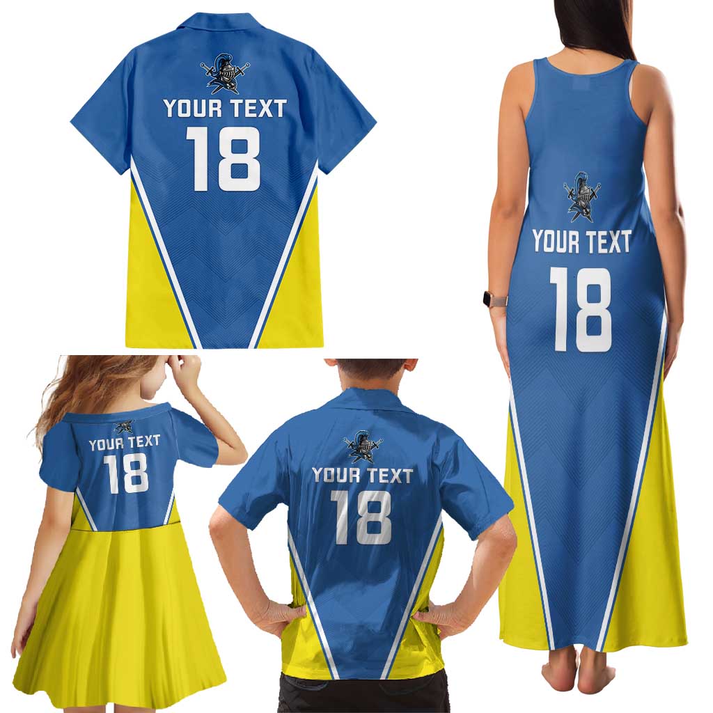 Custom West Knights of Yorkshire Family Matching Tank Maxi Dress and Hawaiian Shirt Skate Hard Hit Harder Blue Version - Wonder Print Shop