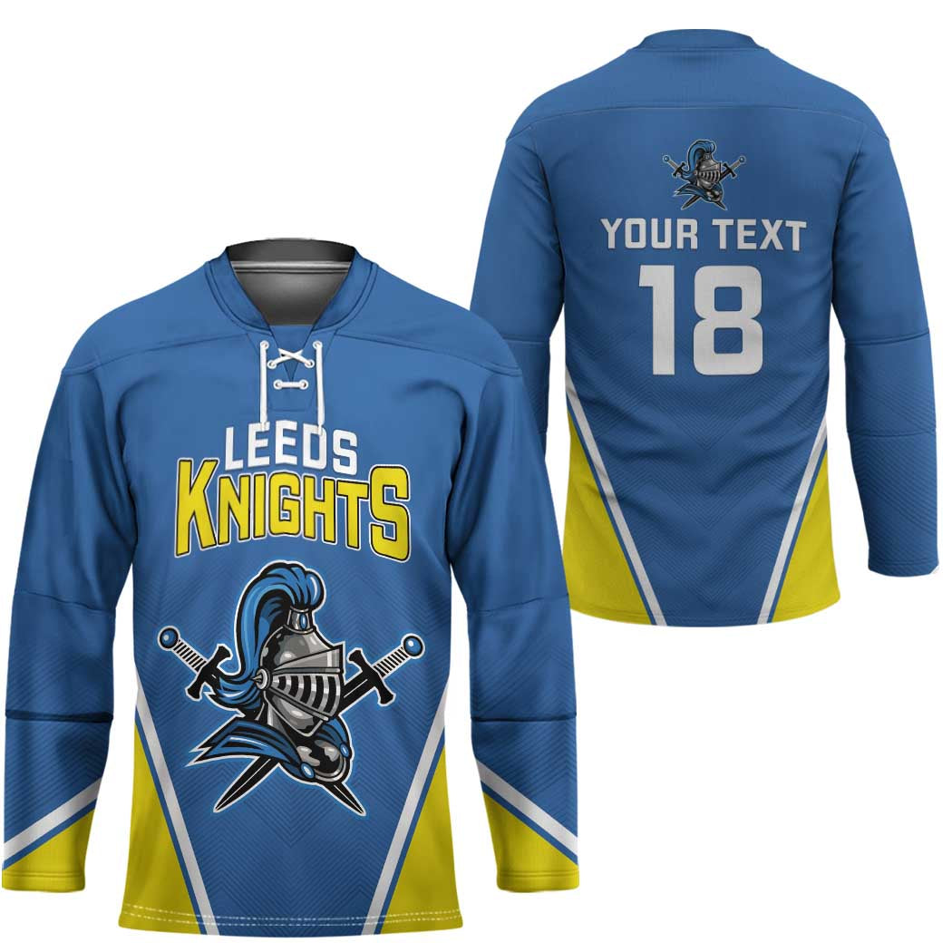 Custom West Knights of Yorkshire Hockey Jersey Skate Hard Hit Harder Blue Version - Wonder Print Shop