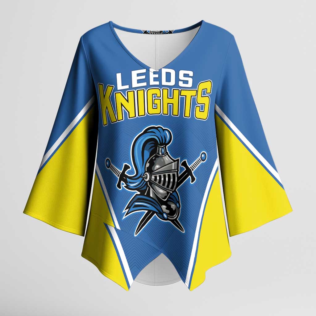 Custom West Knights of Yorkshire Kimono Sleeve Blouse Skate Hard Hit Harder Blue Version - Wonder Print Shop