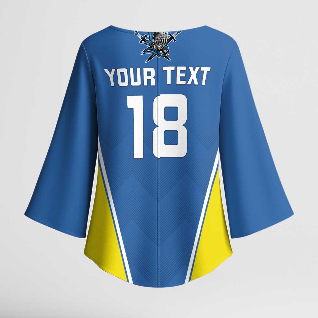 Custom West Knights of Yorkshire Kimono Sleeve Blouse Skate Hard Hit Harder Blue Version - Wonder Print Shop