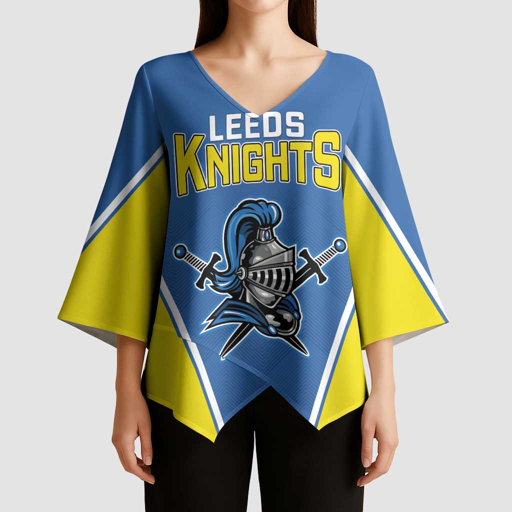 Custom West Knights of Yorkshire Kimono Sleeve Blouse Skate Hard Hit Harder Blue Version - Wonder Print Shop