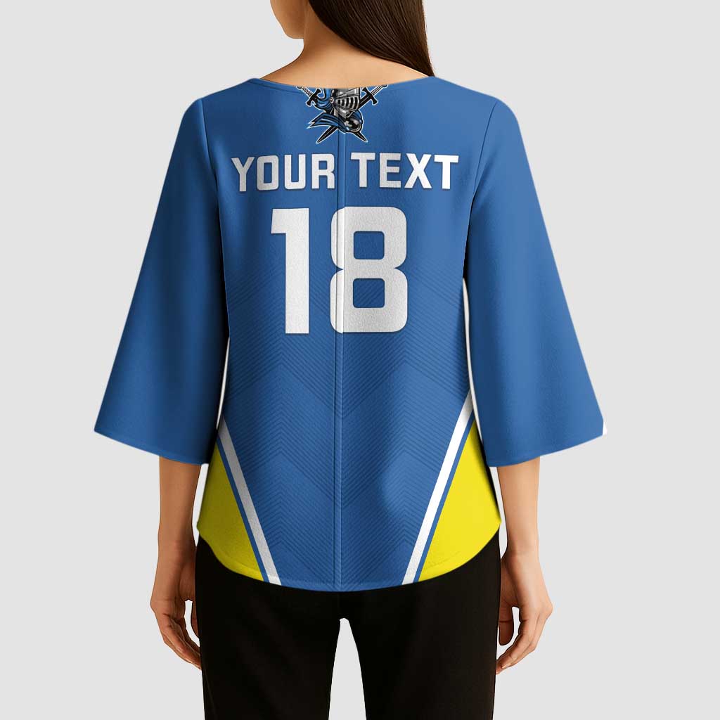Custom West Knights of Yorkshire Kimono Sleeve Blouse Skate Hard Hit Harder Blue Version - Wonder Print Shop