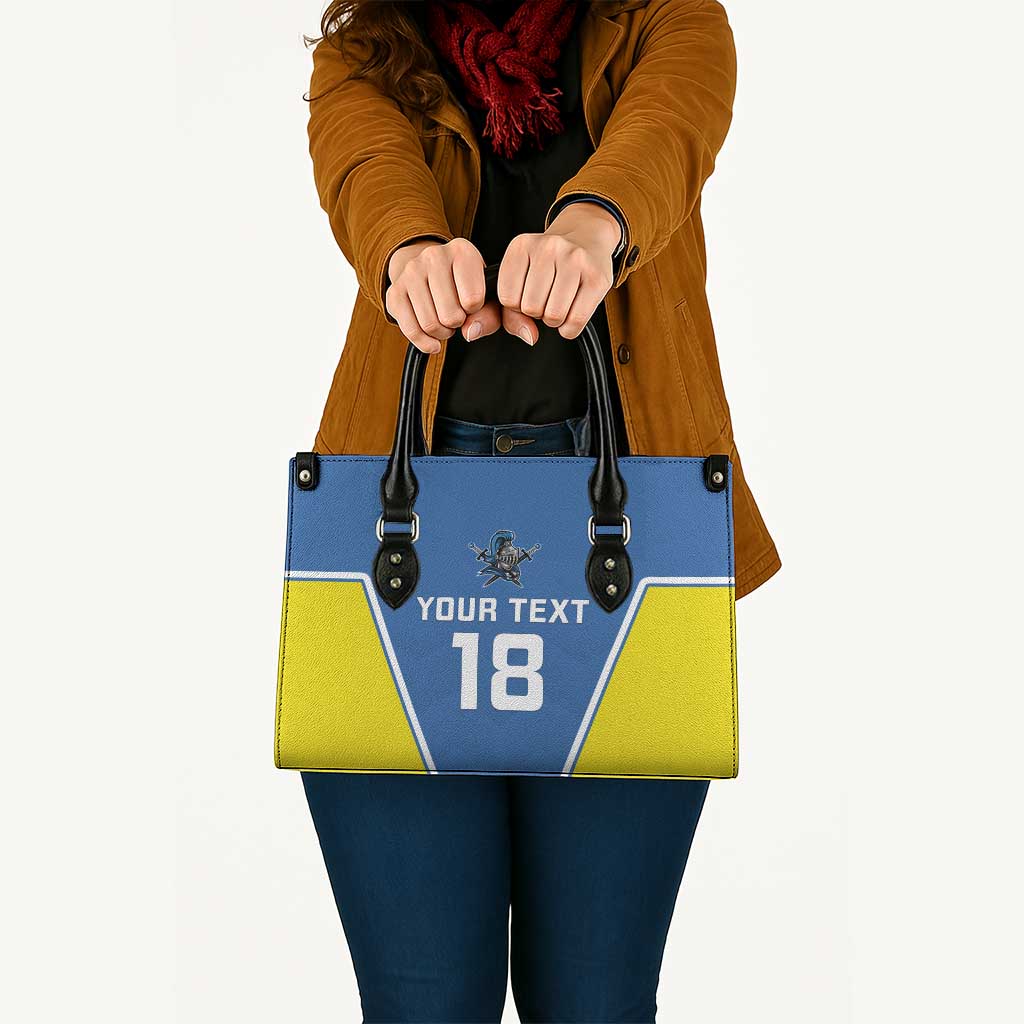 Custom West Knights of Yorkshire Leather Bag Skate Hard Hit Harder Blue Version - Wonder Print Shop