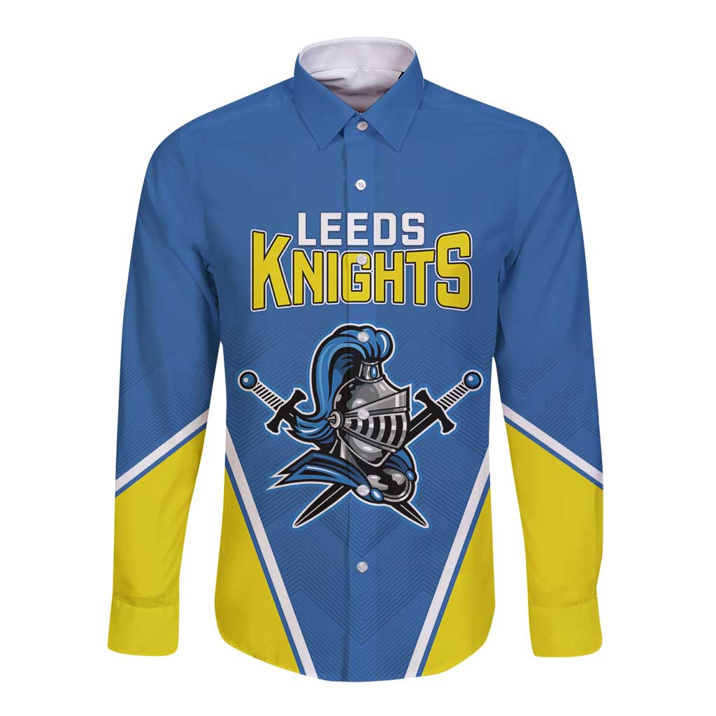 Custom West Knights of Yorkshire Long Sleeve Button Shirt Skate Hard Hit Harder Blue Version - Wonder Print Shop