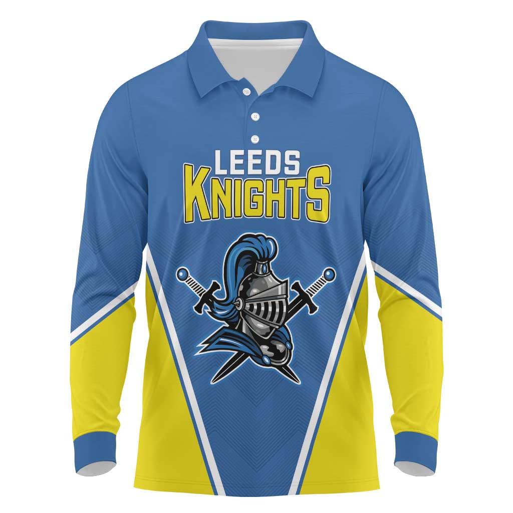 Custom West Knights of Yorkshire Long Sleeve Polo Shirt Skate Hard Hit Harder Blue Version - Wonder Print Shop
