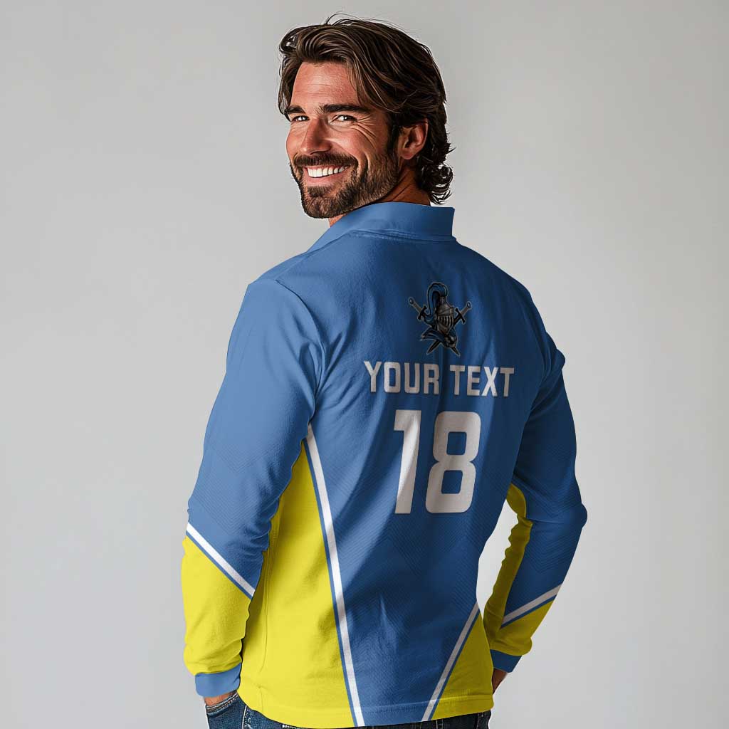 Custom West Knights of Yorkshire Long Sleeve Polo Shirt Skate Hard Hit Harder Blue Version - Wonder Print Shop