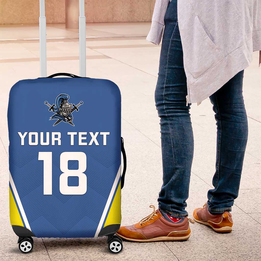 Custom West Knights of Yorkshire Luggage Cover Skate Hard Hit Harder Blue Version - Wonder Print Shop