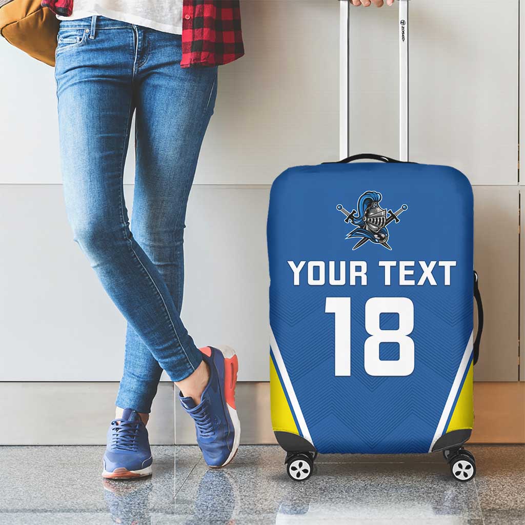 Custom West Knights of Yorkshire Luggage Cover Skate Hard Hit Harder Blue Version - Wonder Print Shop
