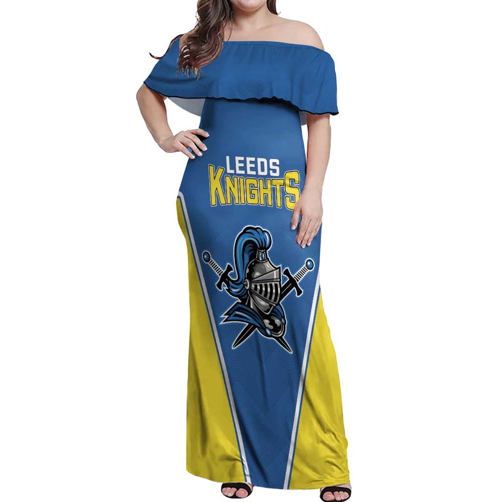 Custom West Knights of Yorkshire Off Shoulder Maxi Dress Skate Hard Hit Harder Blue Version - Wonder Print Shop