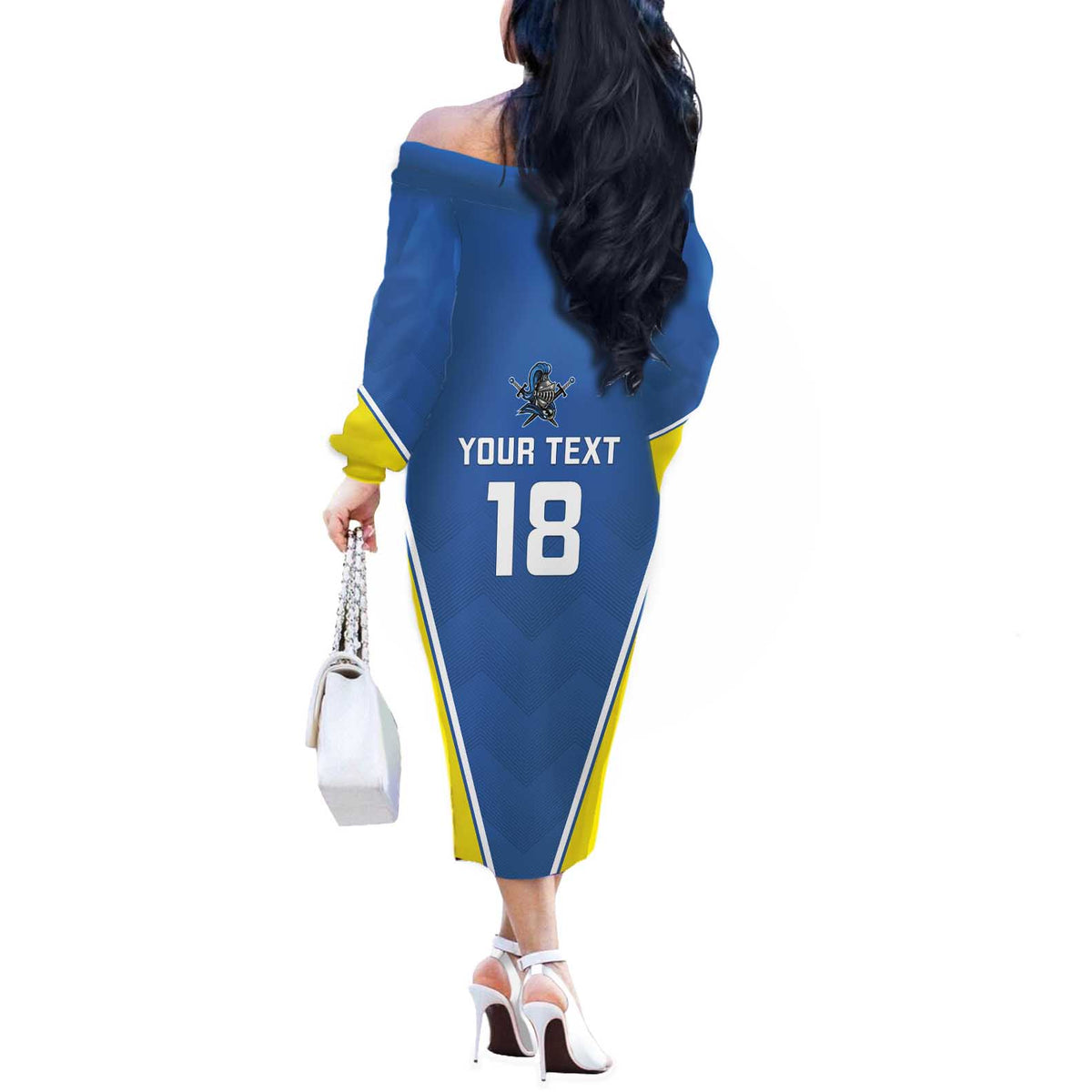 Custom West Knights of Yorkshire Off The Shoulder Long Sleeve Dress Skate Hard Hit Harder Blue Version - Wonder Print Shop