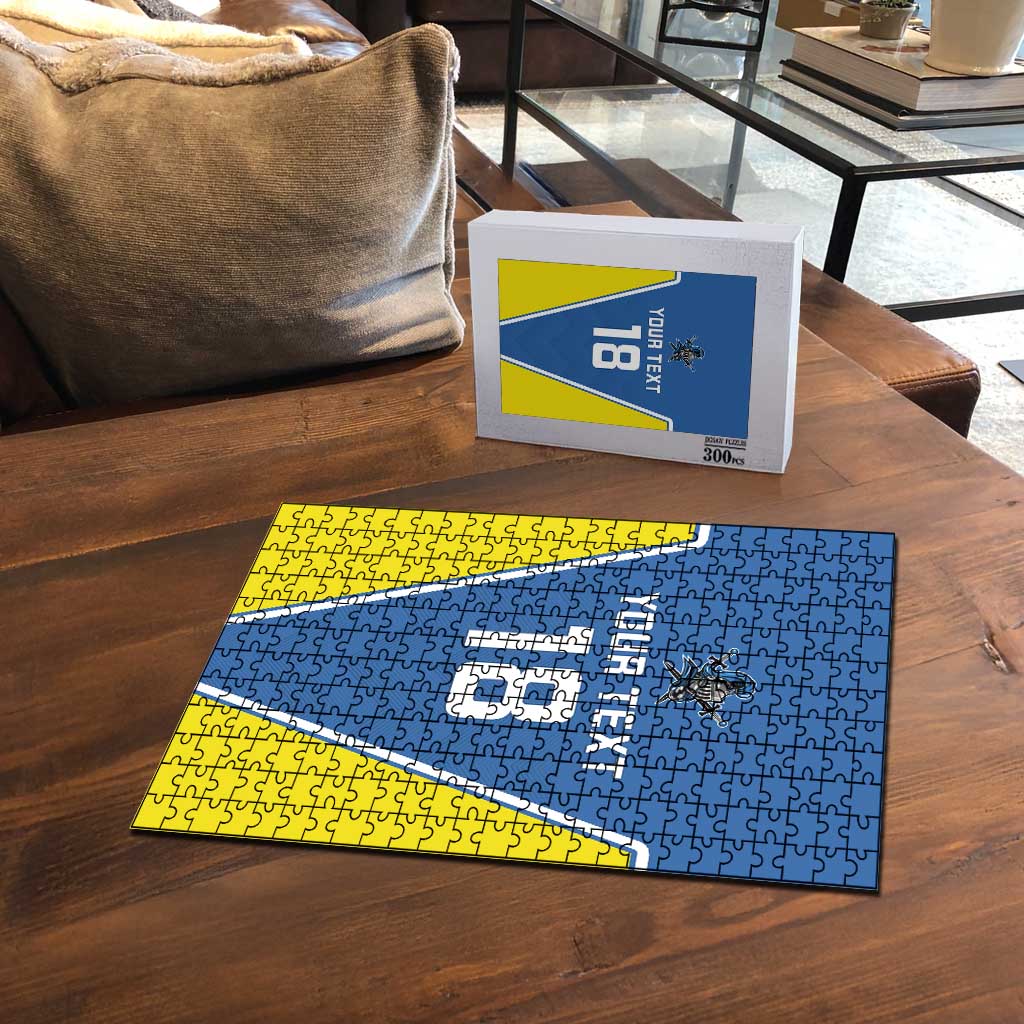 Custom West Knights of Yorkshire Puzzle Skate Hard Hit Harder Blue Version - Wonder Print Shop