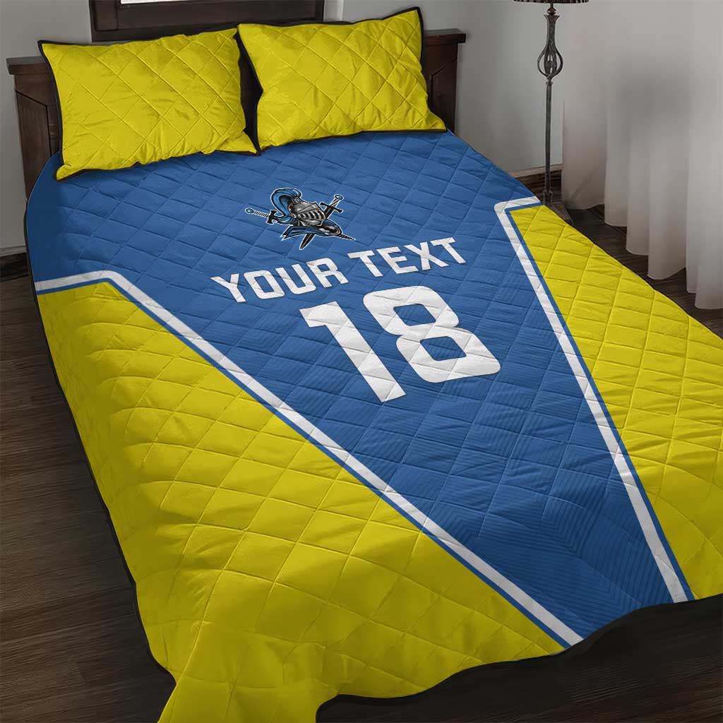 Custom West Knights of Yorkshire Quilt Bed Set Skate Hard Hit Harder Blue Version - Wonder Print Shop