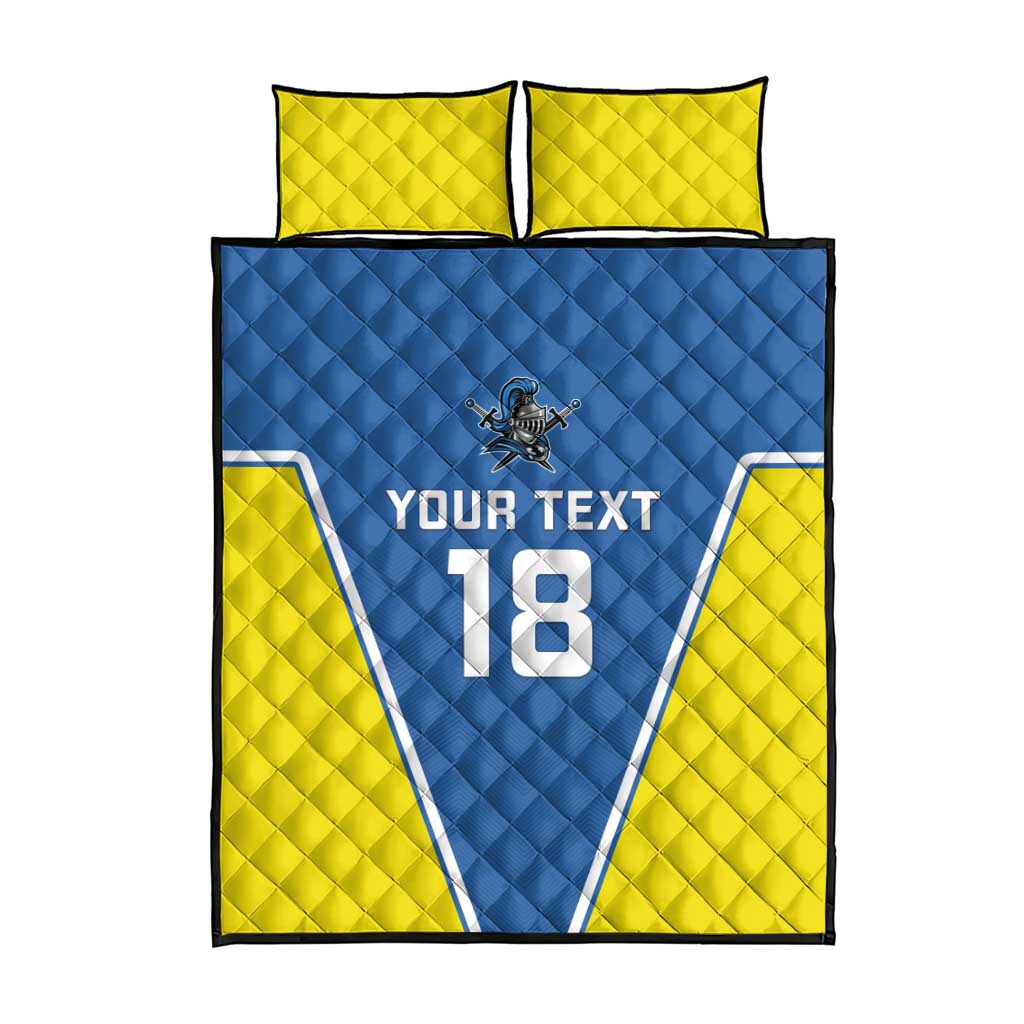 Custom West Knights of Yorkshire Quilt Bed Set Skate Hard Hit Harder Blue Version - Wonder Print Shop