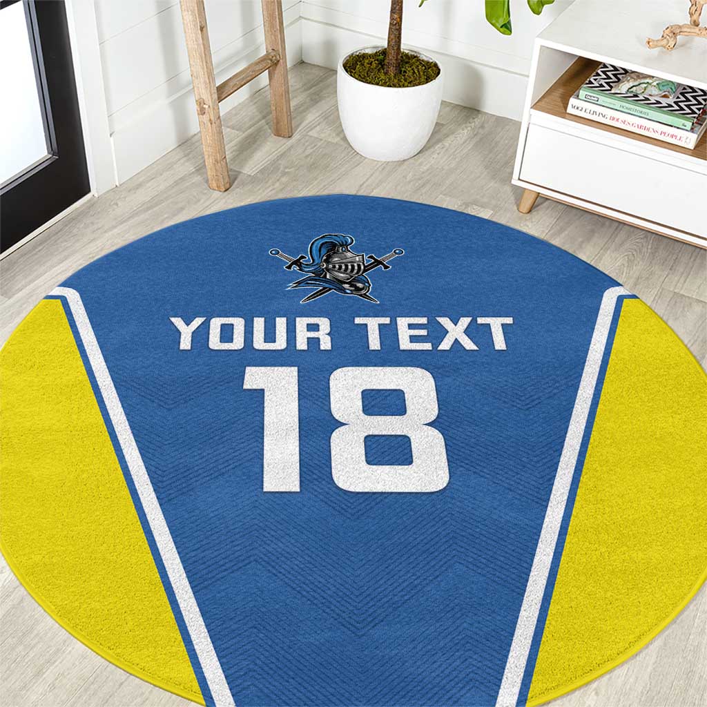 Custom West Knights of Yorkshire Round Carpet Skate Hard Hit Harder Blue Version - Wonder Print Shop