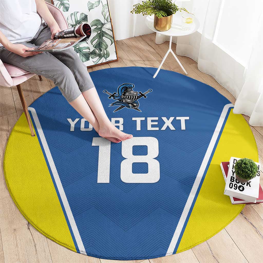 Custom West Knights of Yorkshire Round Carpet Skate Hard Hit Harder Blue Version - Wonder Print Shop