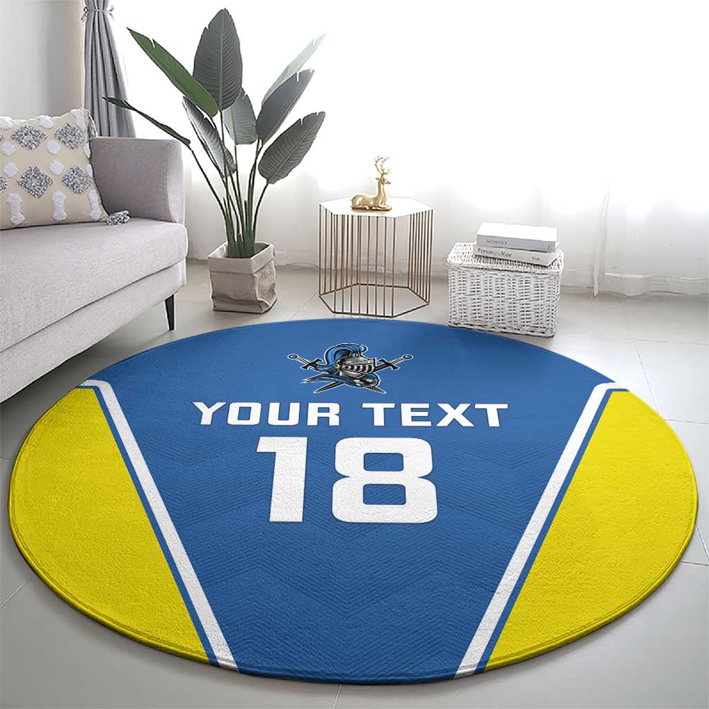 Custom West Knights of Yorkshire Round Carpet Skate Hard Hit Harder Blue Version - Wonder Print Shop