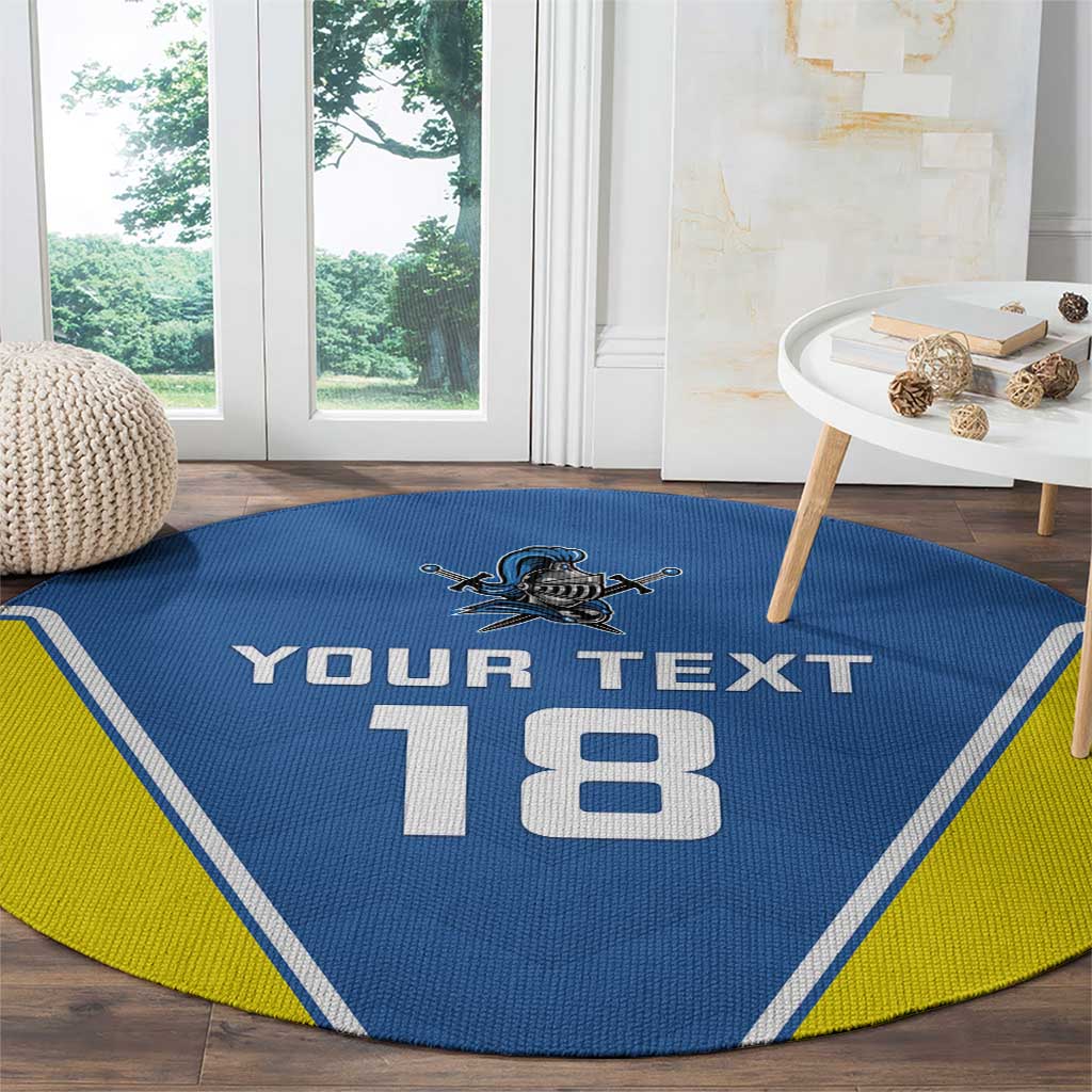 Custom West Knights of Yorkshire Round Carpet Skate Hard Hit Harder Blue Version - Wonder Print Shop