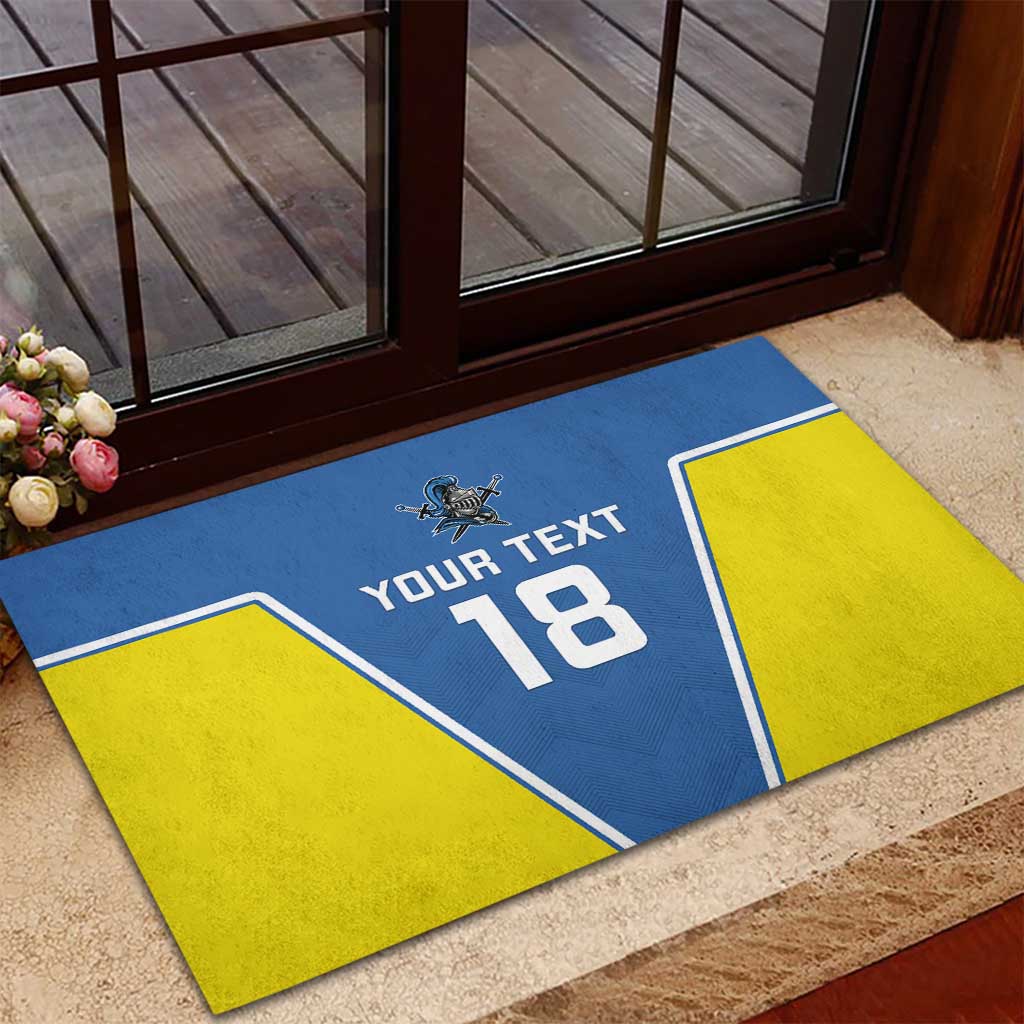 Custom West Knights of Yorkshire Rubber Doormat Skate Hard Hit Harder Blue Version - Wonder Print Shop