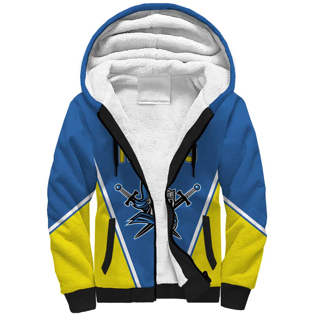 Custom West Knights of Yorkshire Sherpa Hoodie Skate Hard Hit Harder Blue Version - Wonder Print Shop