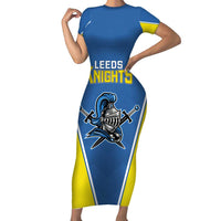Custom West Knights of Yorkshire Short Sleeve Bodycon Dress Skate Hard Hit Harder Blue Version - Wonder Print Shop