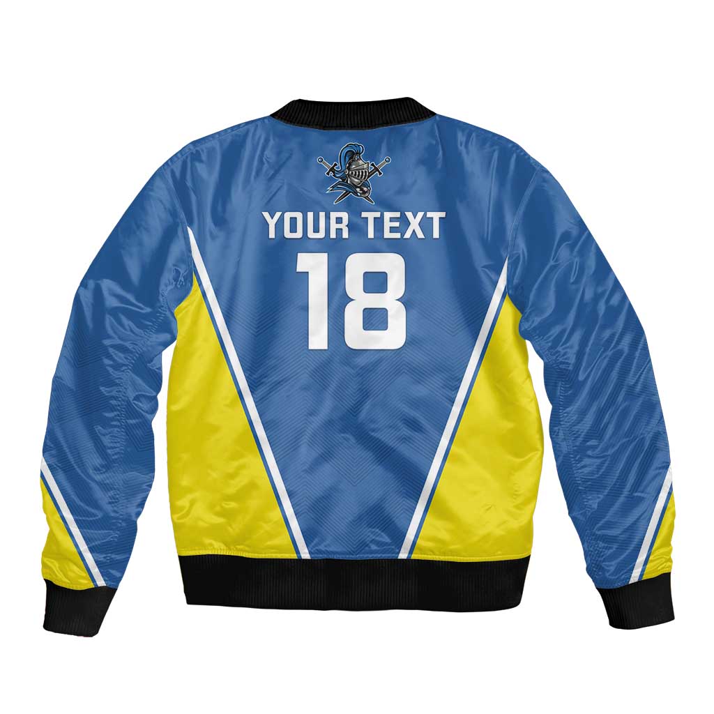 Custom West Knights of Yorkshire Sleeve Zip Bomber Jacket Skate Hard Hit Harder Blue Version - Wonder Print Shop